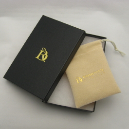 Citron Silsuede jewelry pouch with black embossed box