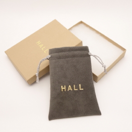 Executive Gray Ultrasuede Soft jewelry pouch