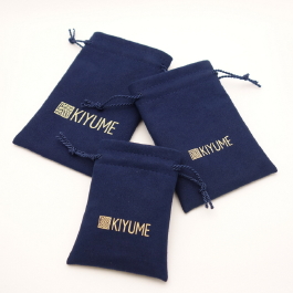 Navy Charisma jewelry pouch with silk screen